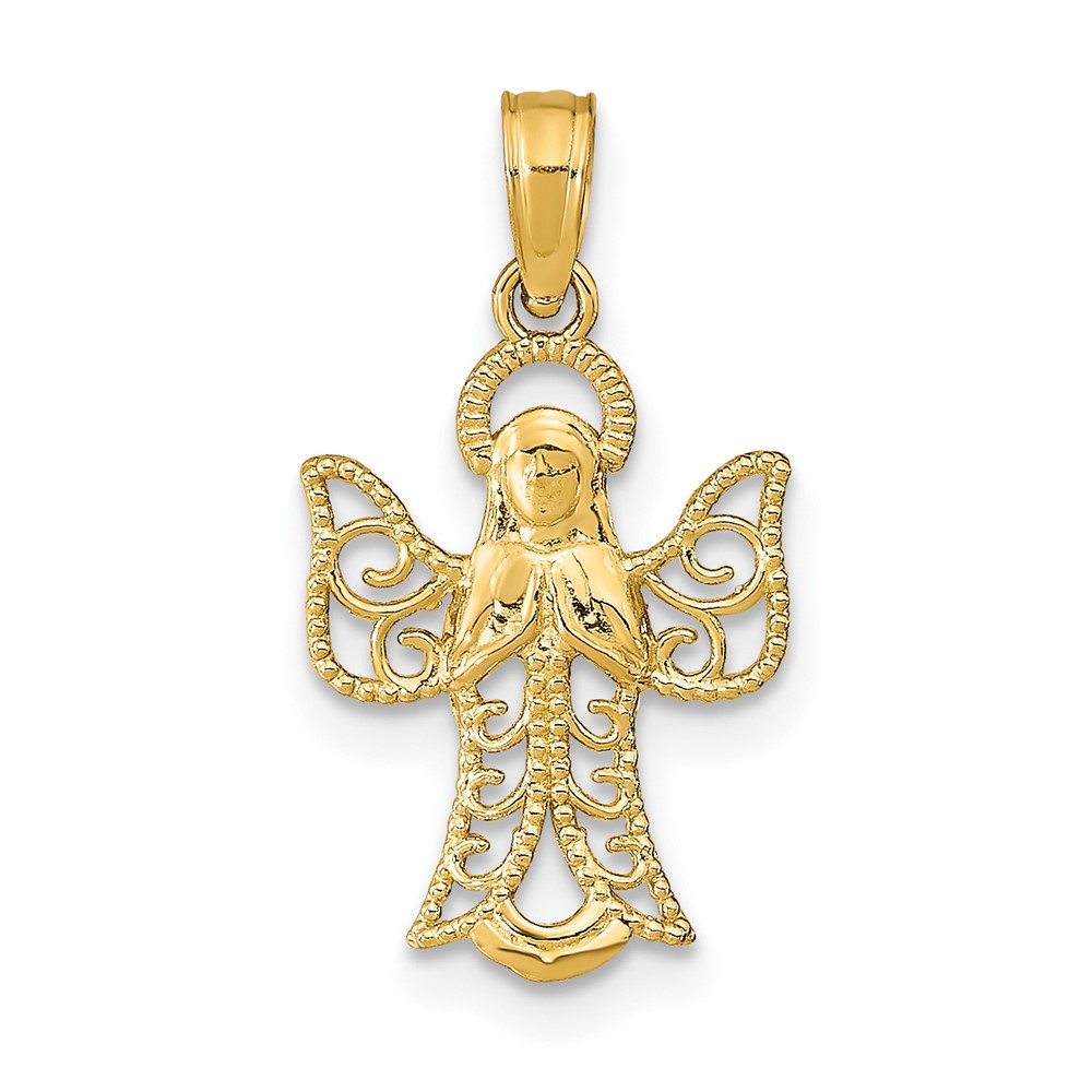 10K Angel W/Filigree Cut-Out Wings Charm (10K9592)