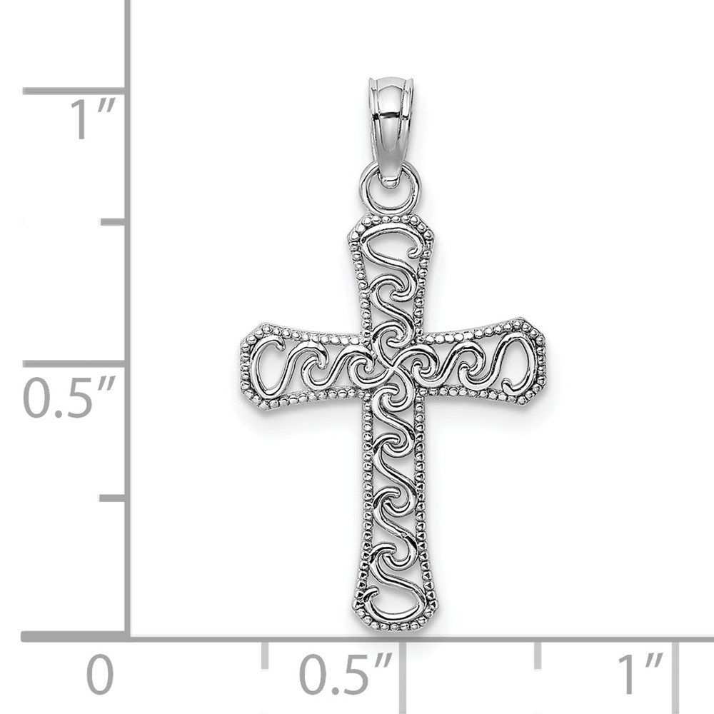 10k White Gold Fancy Cross Pendant (10K9593W)