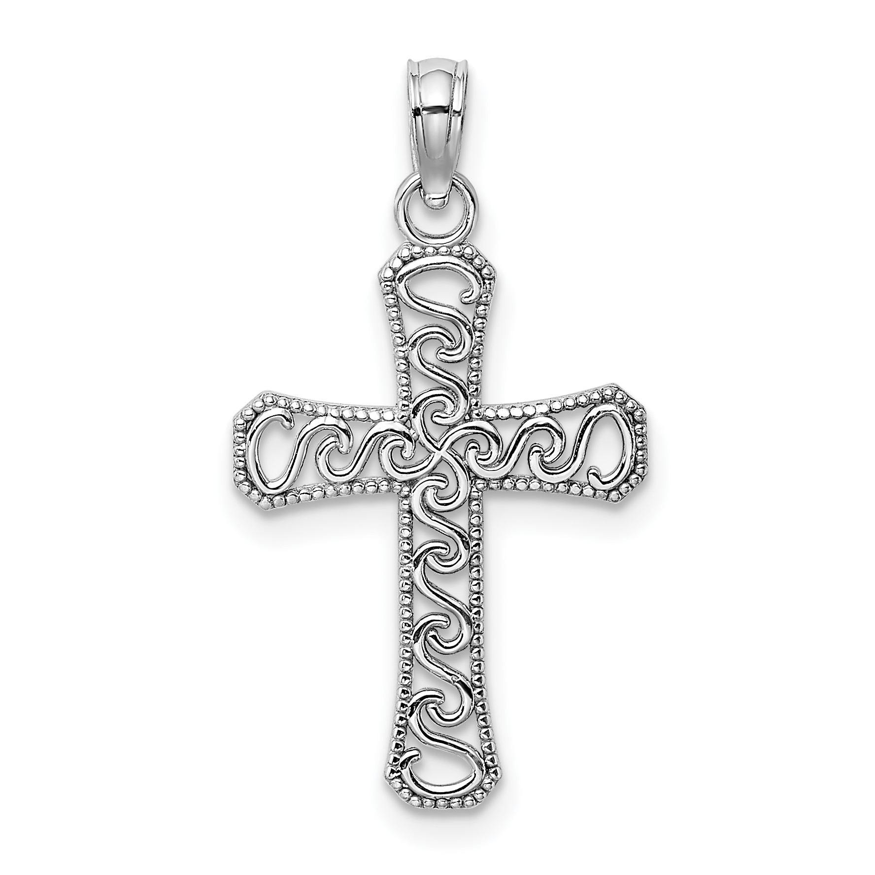 10k White Gold Fancy Cross Pendant (10K9593W)