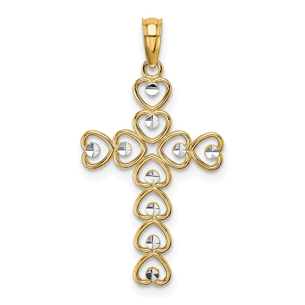 10K w/ Rhodium Hearts/Cross Pendant (10K9633)