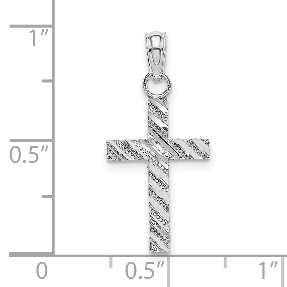 10k White Gold D/C Cross Pendant (10K9640W)