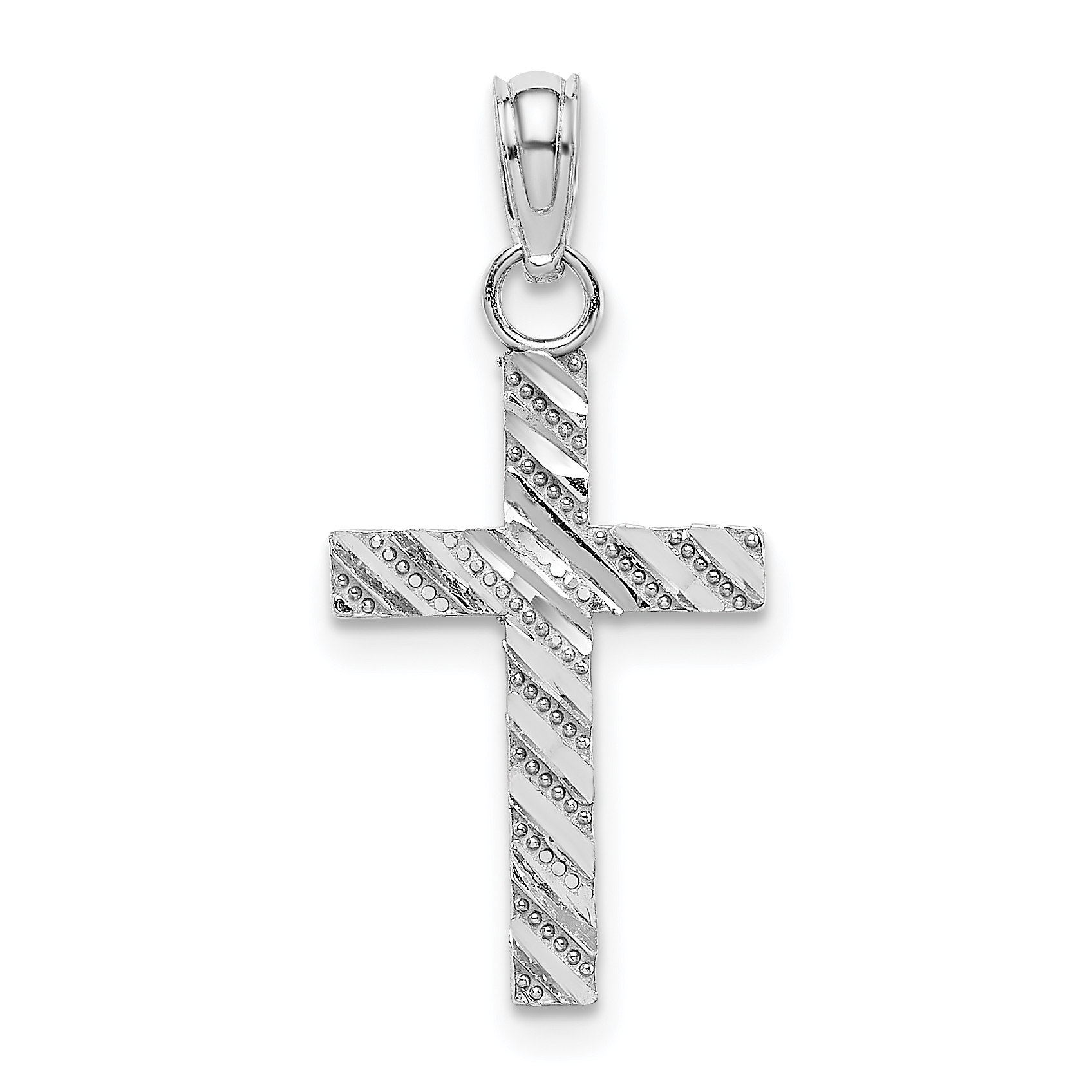 10k White Gold D/C Cross Pendant (10K9640W)