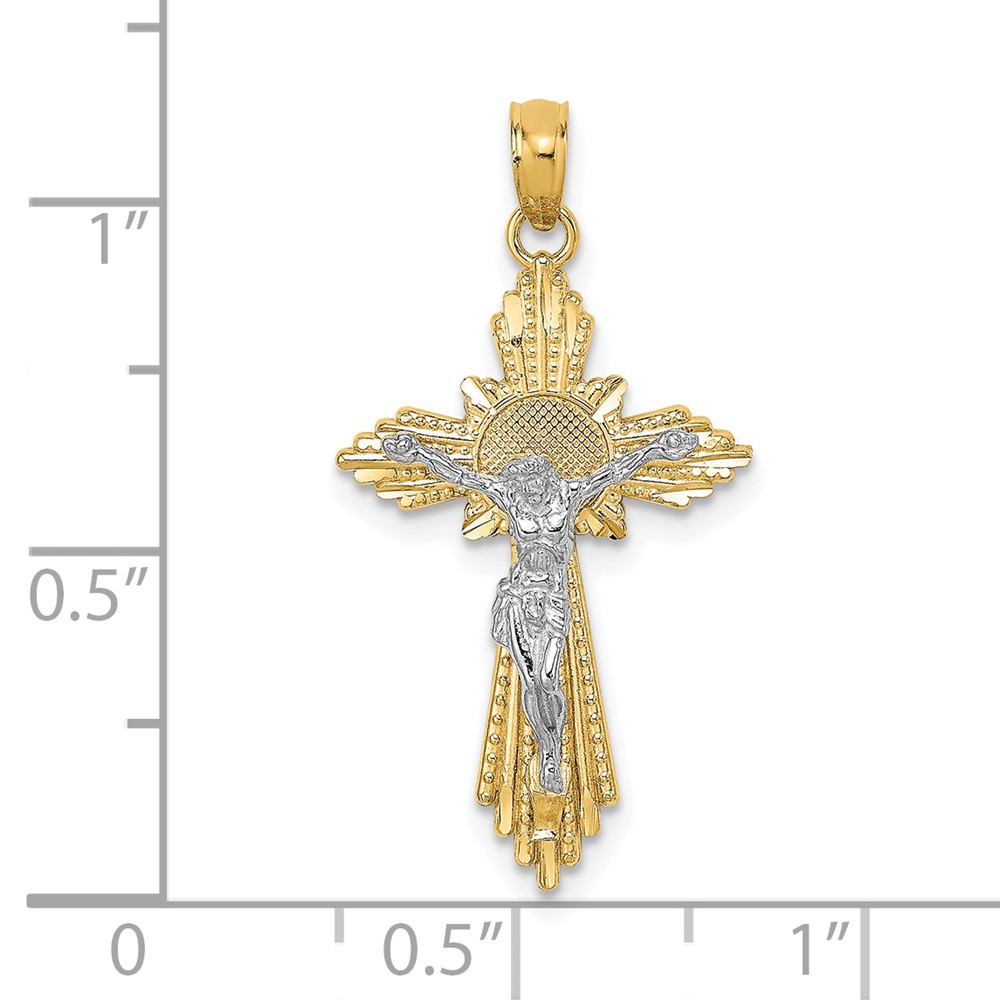 10K Two-tone D/C Crucifix Pendant (10K9674)