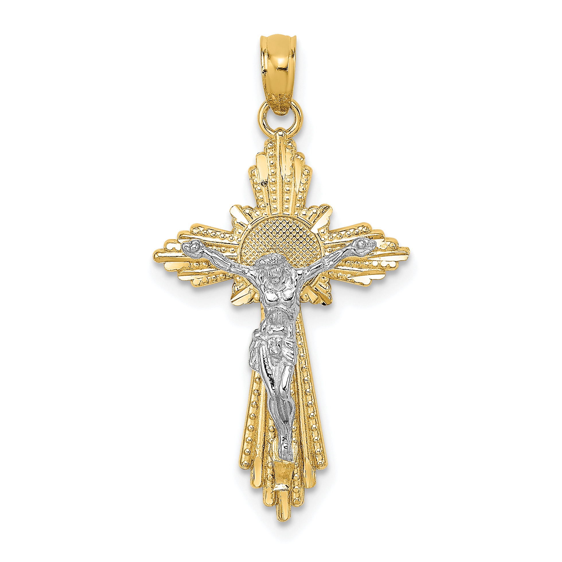 10K Two-tone D/C Crucifix Pendant (10K9674)