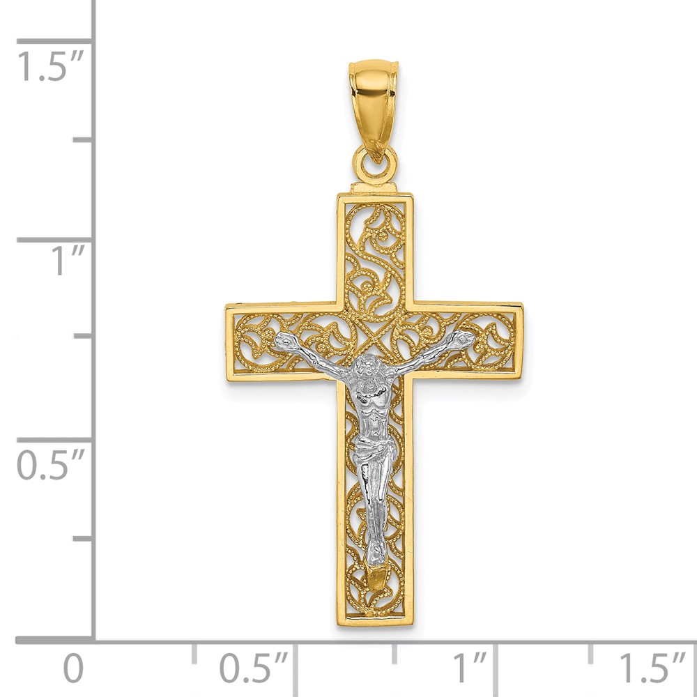 10k Two-tone Crucifix Pendant (10K9675)