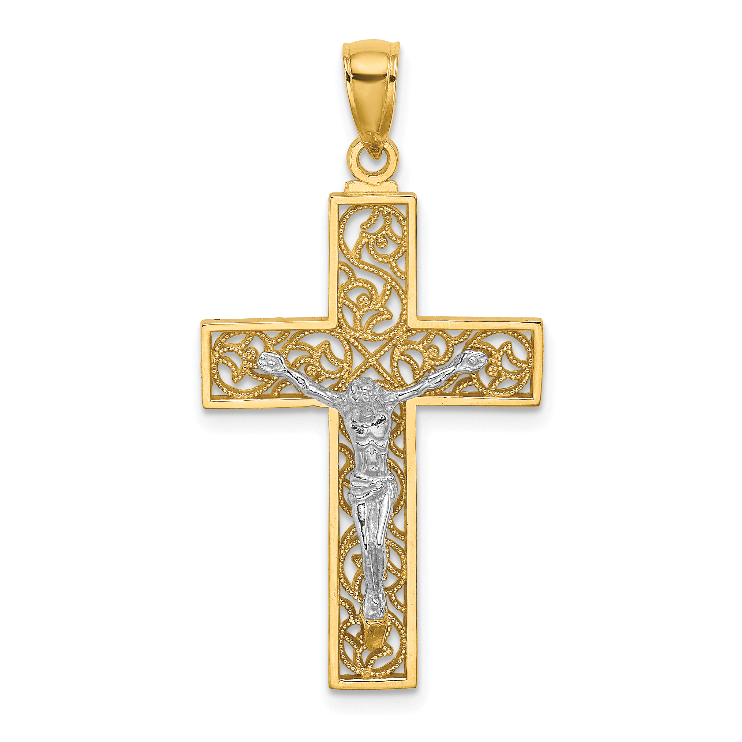10k Two-tone Crucifix Pendant (10K9675)