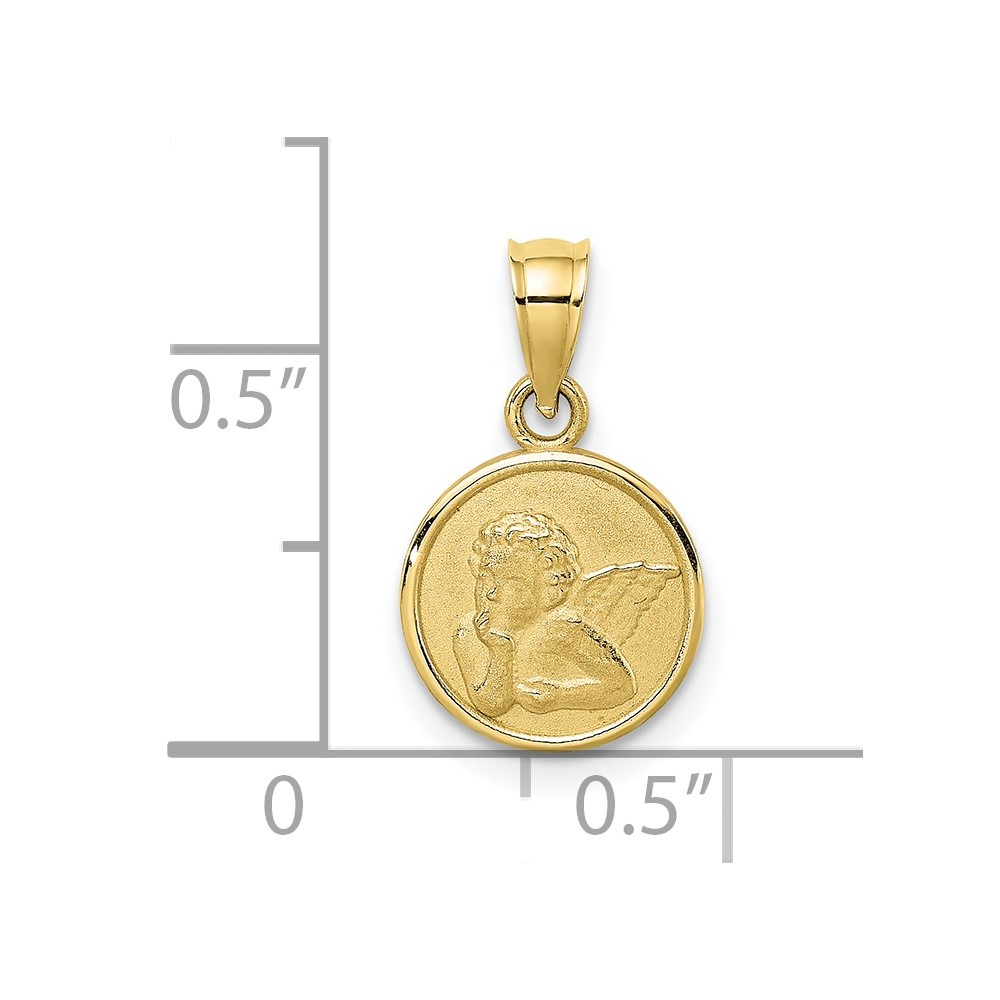 10k 10mm Engraved Angel Coin Charm (10K9687)