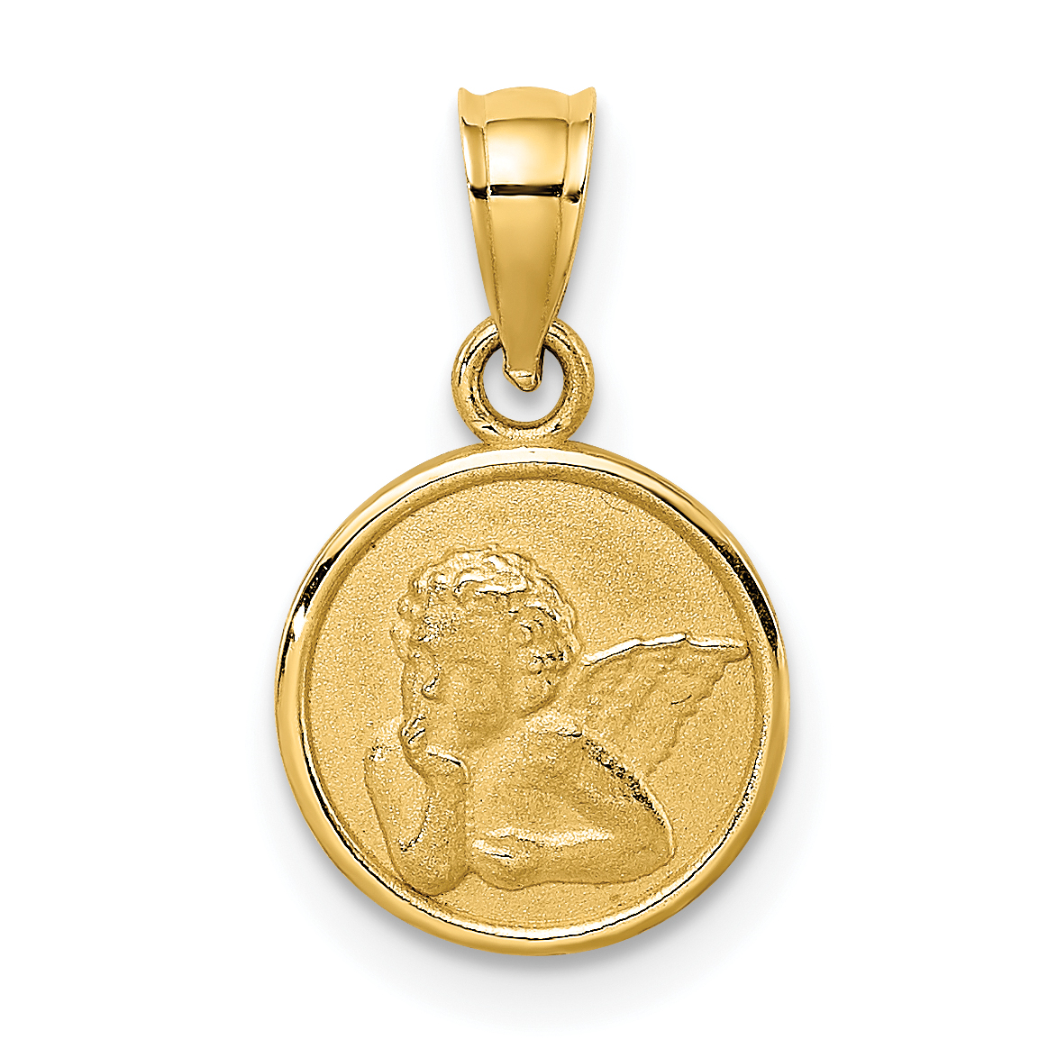 10k 10mm Engraved Angel Coin Charm (10K9687)