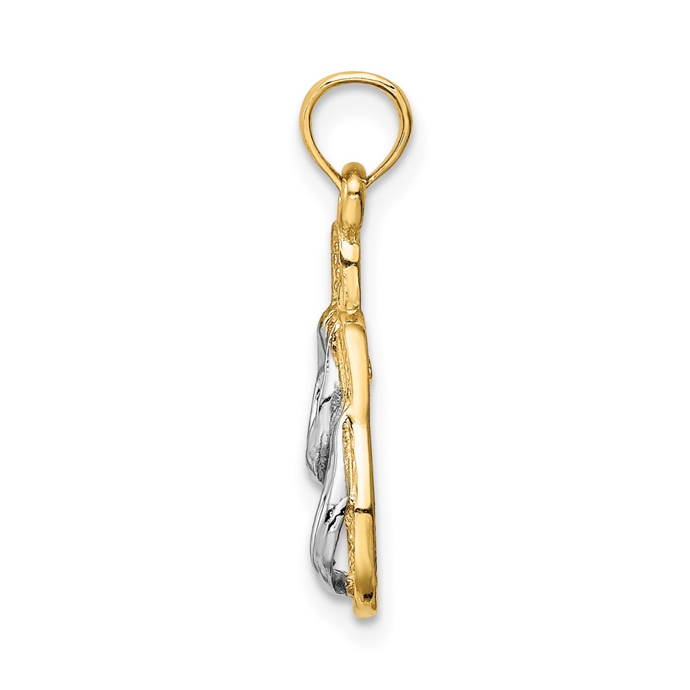 10k & Rhodium Solid Polished Sandals Pendant (10K985)