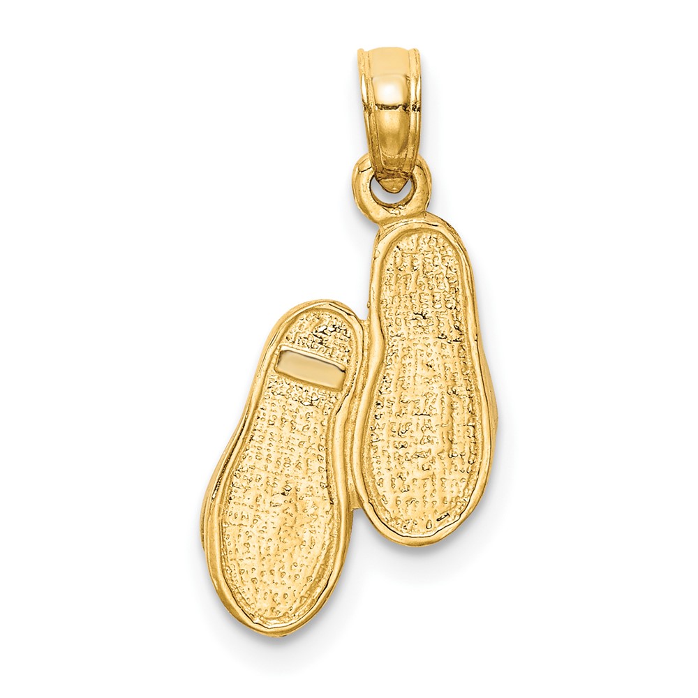 10k & Rhodium Solid Polished Sandals Pendant (10K985)