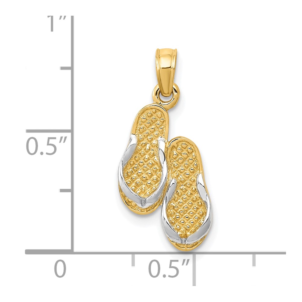 10k & Rhodium Solid Polished Sandals Pendant (10K985)