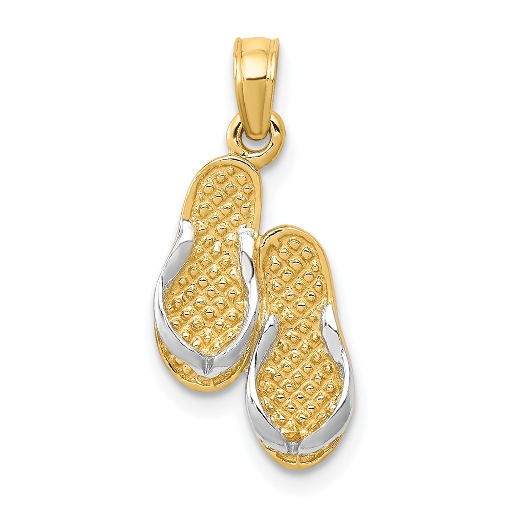 10k & Rhodium Solid Polished Sandals Pendant (10K985)