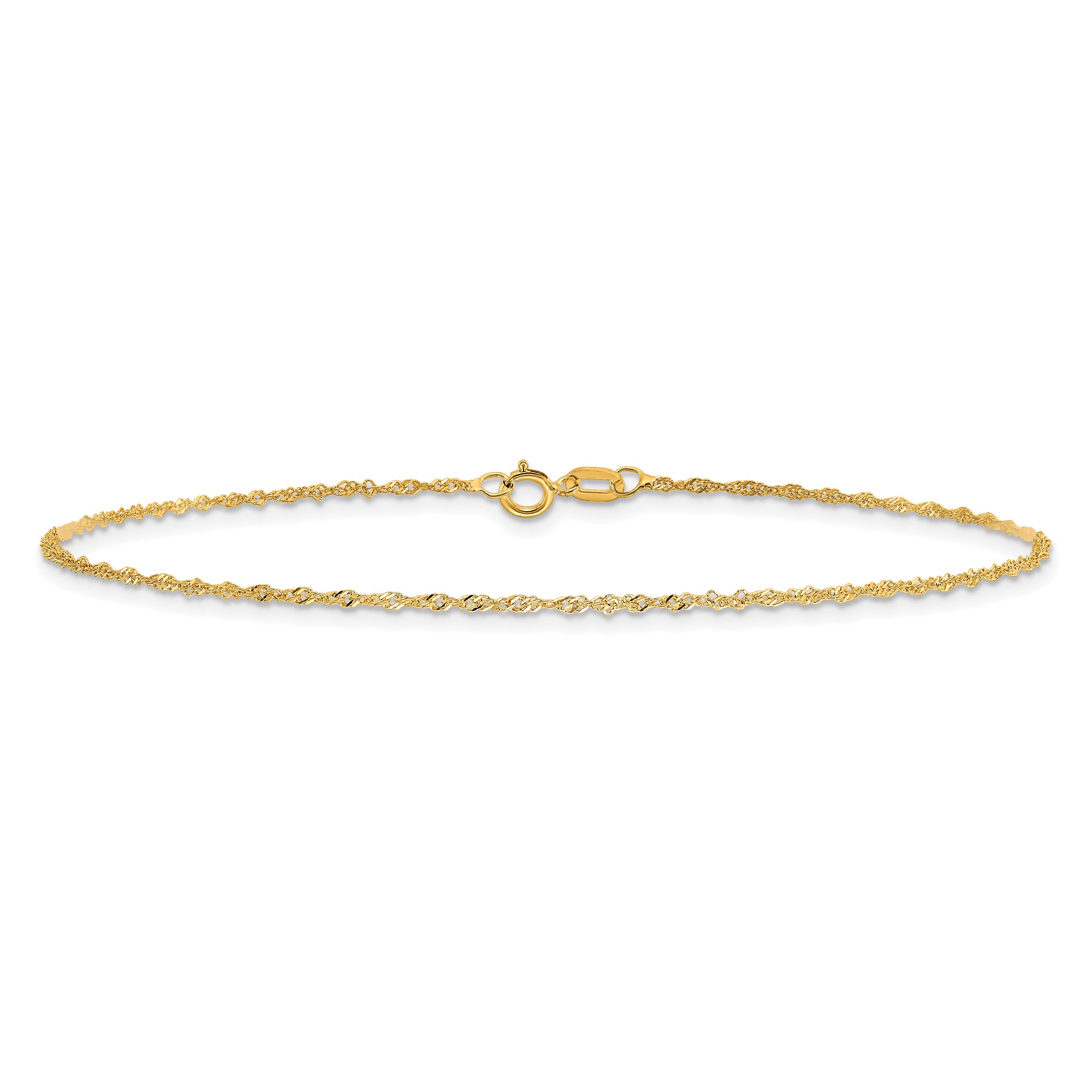 10K Yellow Gold 1-2mm Singapore Chain Necklace 7-30 Inch Mens Womens