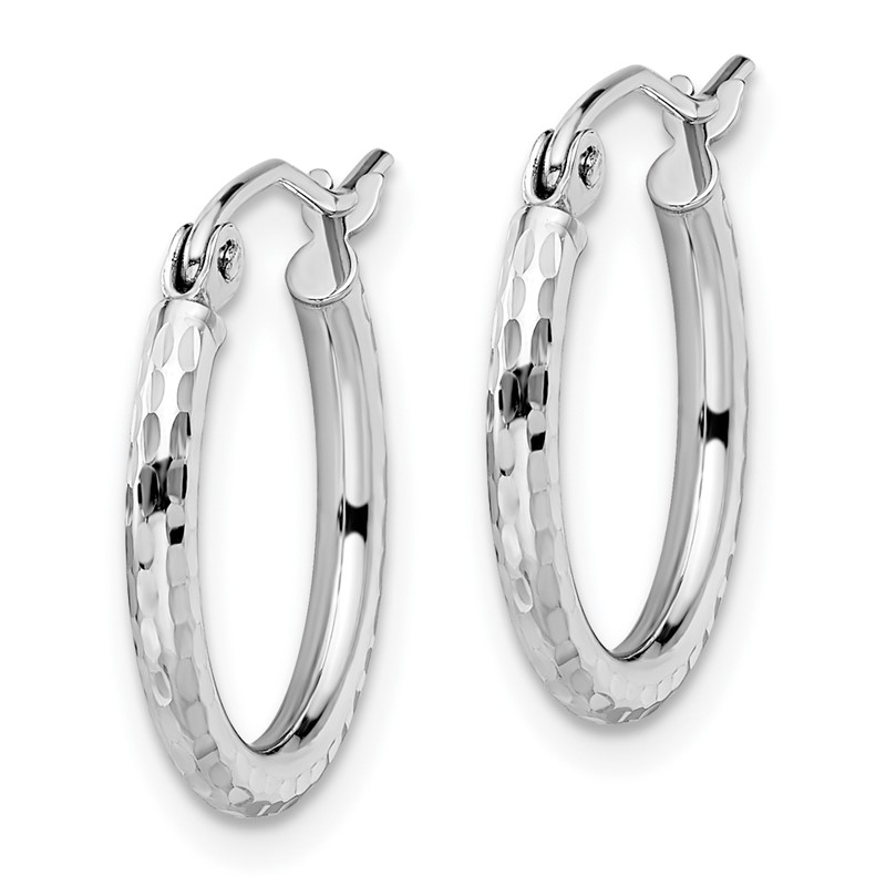 10K White Gold D/C Hinged Hoop Earrings