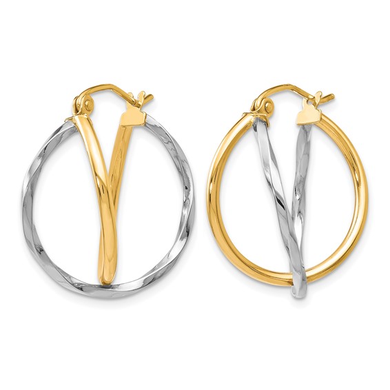 Leslie's 10K Two-Tone Hinged Hoop Earrings
