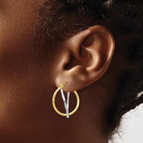 Leslie's 10K Two-Tone Hinged Hoop Earrings