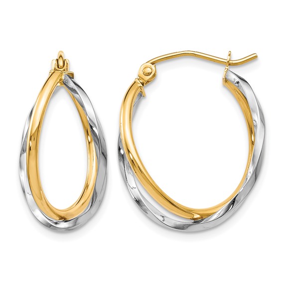 Leslie's 10K Two-Tone Hinged Hoop Earrings