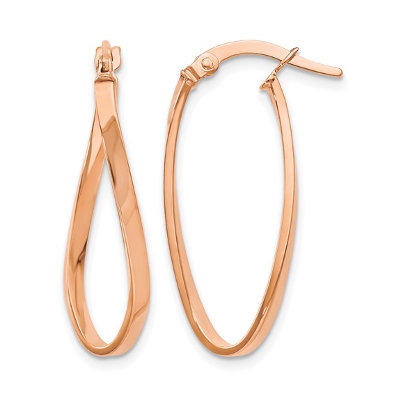 Leslie's 10K Rose Gold Polished Hinged Hoop Earrings