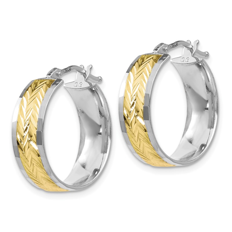 10K w/ White Rhodium Plating Polished and D/C Earrings
