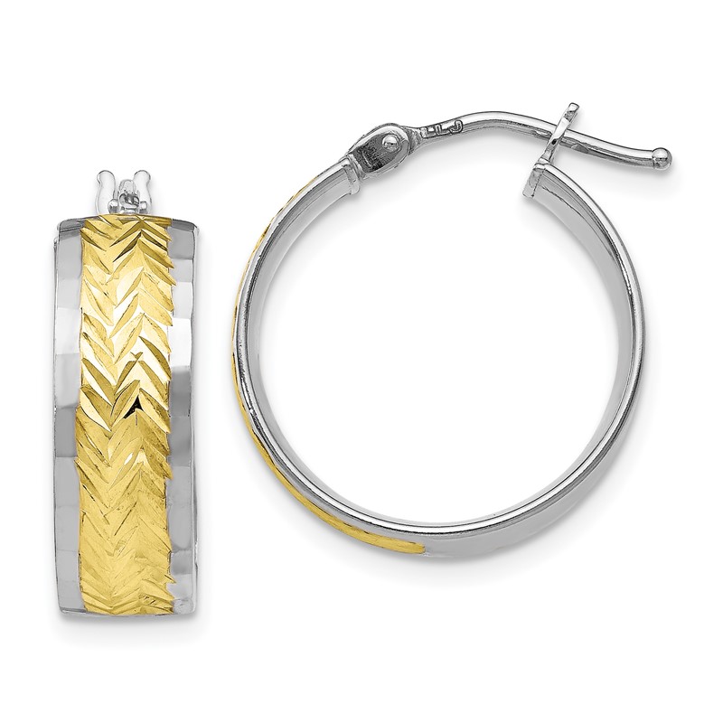 10K w/ White Rhodium Plating Polished and D/C Earrings