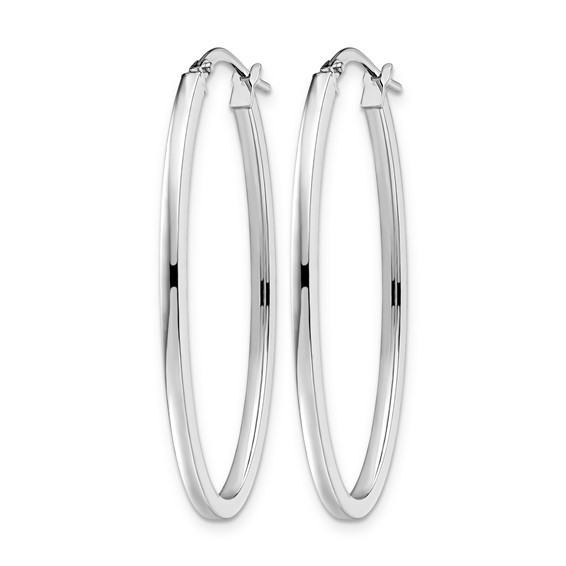 Leslie's 10K White Gold Polished Oval Hinged Hoop Earrings