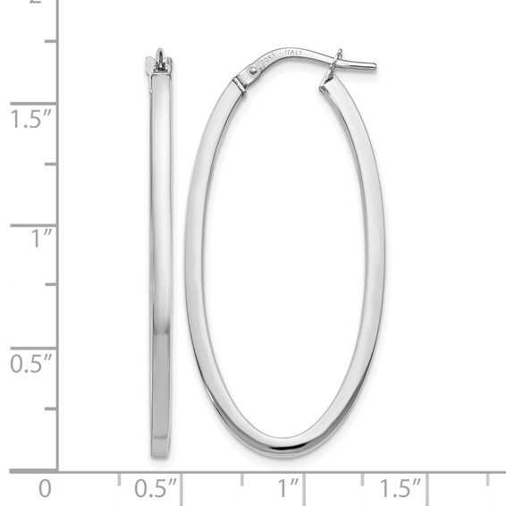 Leslie's 10K White Gold Polished Oval Hinged Hoop Earrings