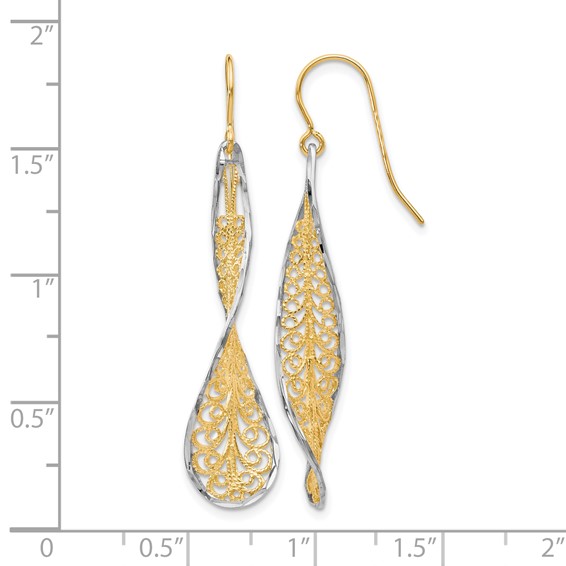 Leslie's 10K Two-tone D/C Dangle Shepherd Hook Earrings