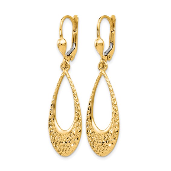 Leslie's Gold Diamond-cut Teardrop Leverback Earrings