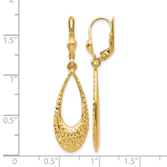 Leslie's Gold Diamond-cut Teardrop Leverback Earrings