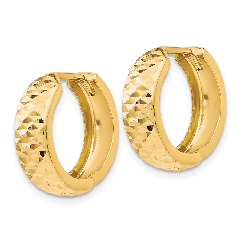10K Polished and D/C Hinged Hoop Earrings