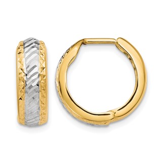 Leslie's 10K w/White Rhodium Polished and D/C Hoop Earrings
