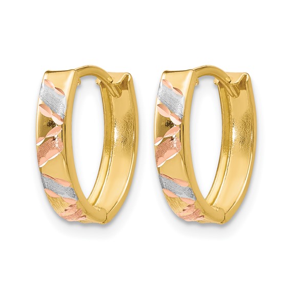 Leslie's 10K Two-tone with White Rhodium Polished and Satin D/C Earrings