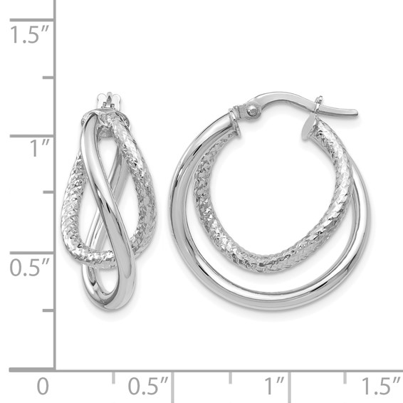 Leslie's 10K White Gold Polished and Textured Fancy Hoop Earrings