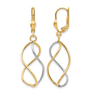 Leslie's 10K Yellow with Rhodium Polished Leverback Earrings