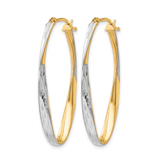 Leslie's 10K Gold White Rhodium-plated D/C Hoop Earrings