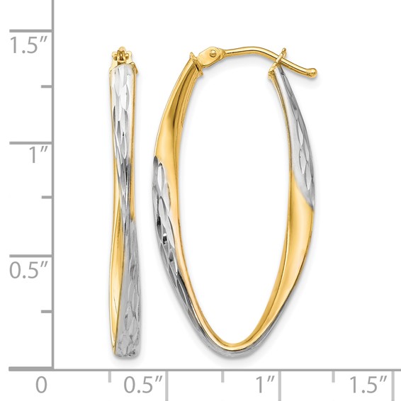 Leslie's 10K Gold White Rhodium-plated D/C Hoop Earrings