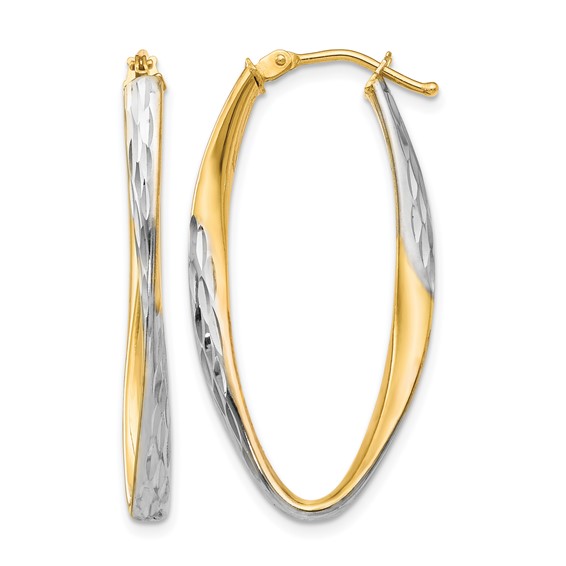 Leslie's 10K Gold White Rhodium-plated D/C Hoop Earrings