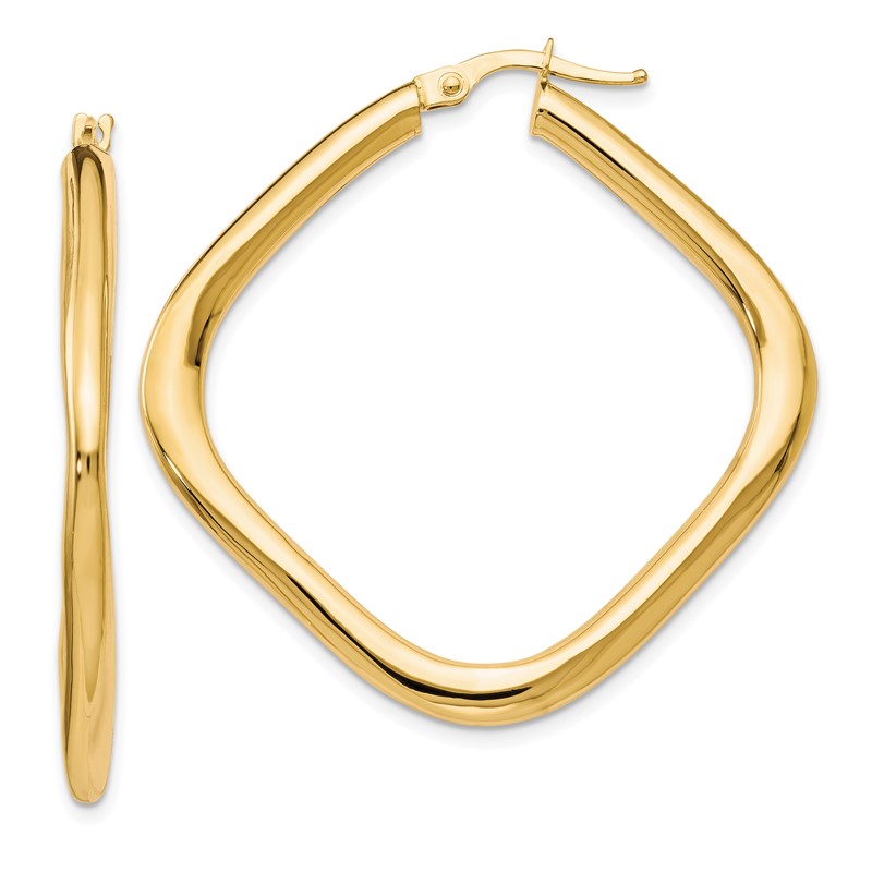 10K Polished Square Hoop Earrings