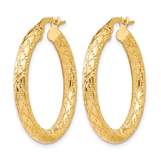 Leslie's Gold Polished and Grooved Hoop Earrings