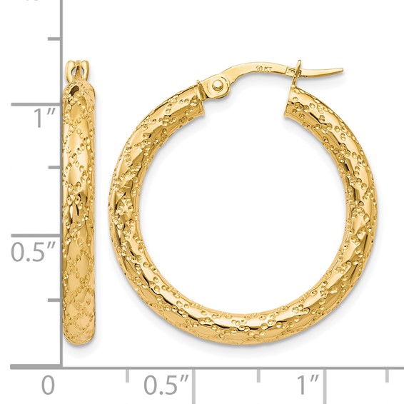 Leslie's Gold Polished and Grooved Hoop Earrings