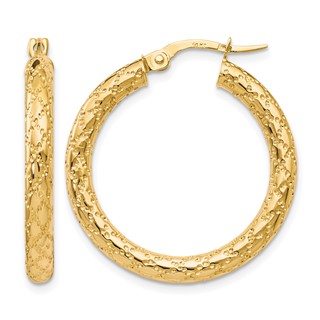 Leslie's Gold Polished and Grooved Hoop Earrings