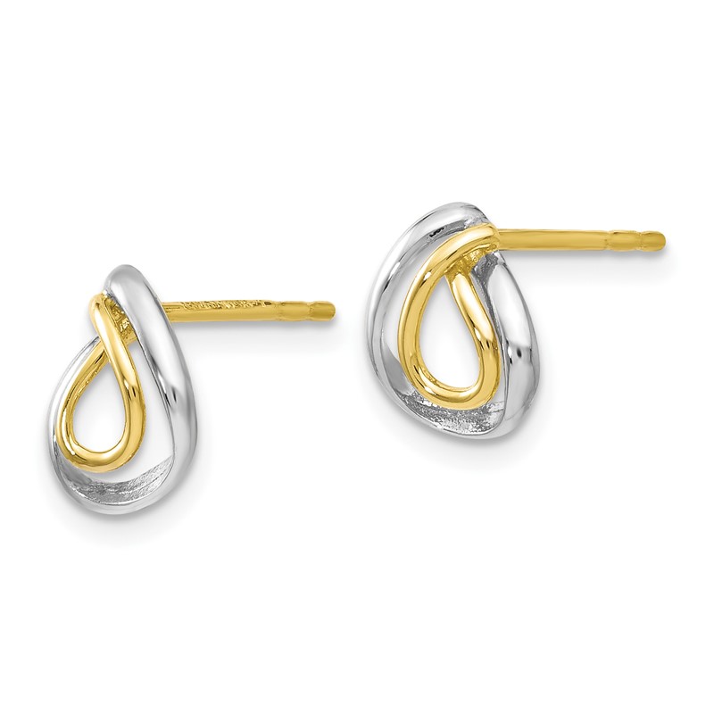 10K w/White Rhodium Polished Post Earrings