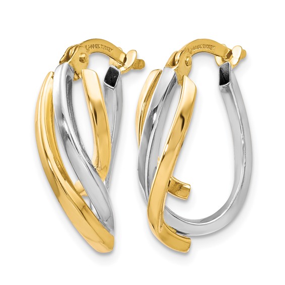 Leslie's 10K Two-tone Polished Twisted Hoop Earrings