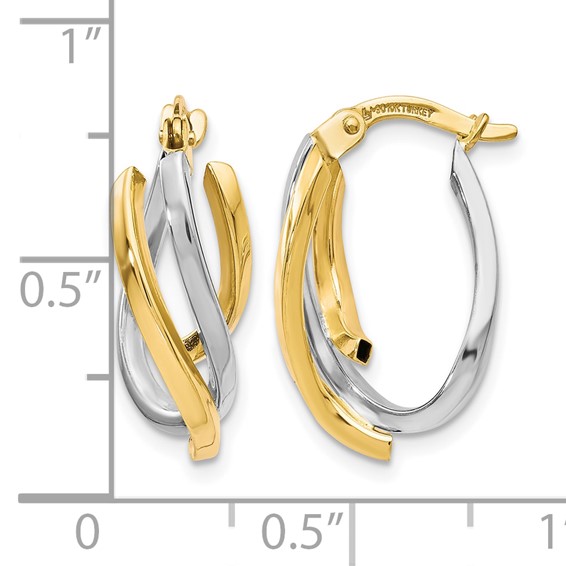 Leslie's 10K Two-tone Polished Twisted Hoop Earrings