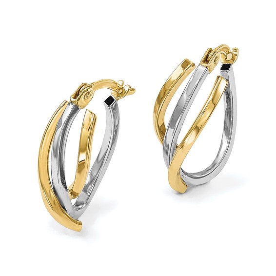 Leslie's 10K Two-tone Polished Twisted Hoop Earrings