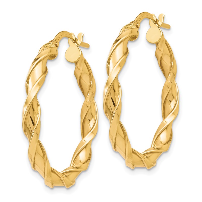 10K Polished Twisted Hoop Earrings