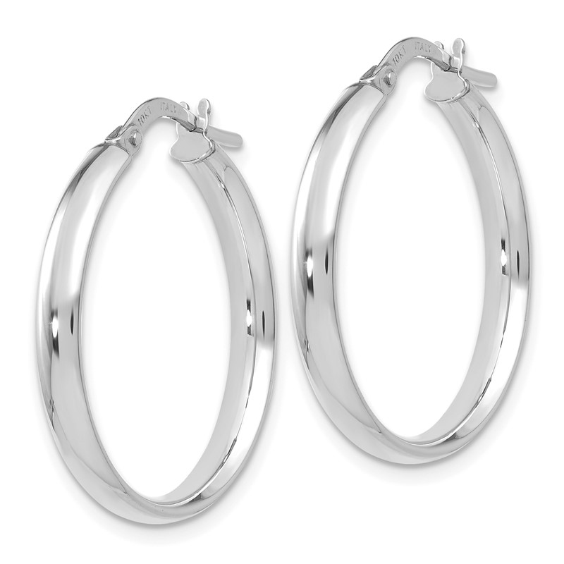 10K White Gold Polished Hoop Earrings