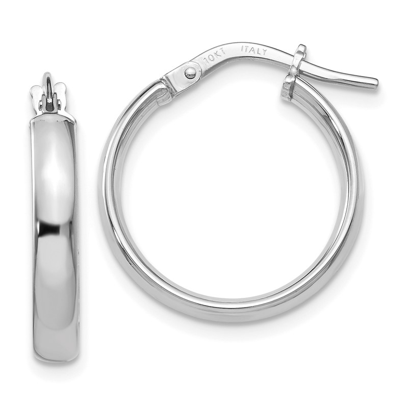 10K White Gold Polished Hoop Earrings