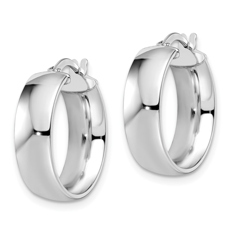 10K White Gold Polished Hoop Earrings