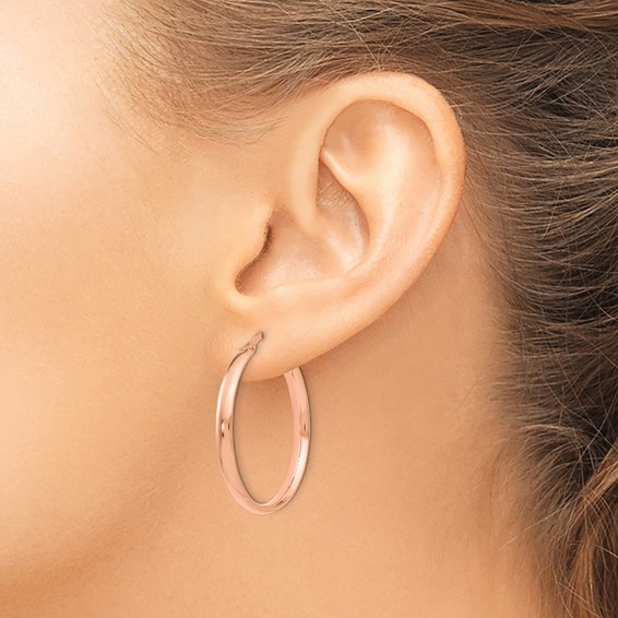 Leslie's 10K Rose Gold Polished Hoop Earrings